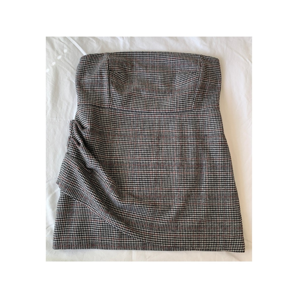 House of Harlow L Houndstooth Plaid Ruched Mini Strapless Dress NWT Acadamia
